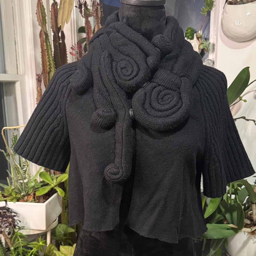 Moth Black Short Sleeve Sweater with Unique Accents